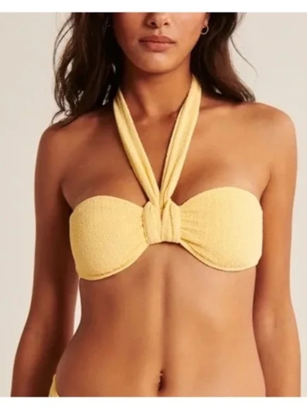 Abercrombie & Fitch Yellow Textured Bandeau Halter Swim Top